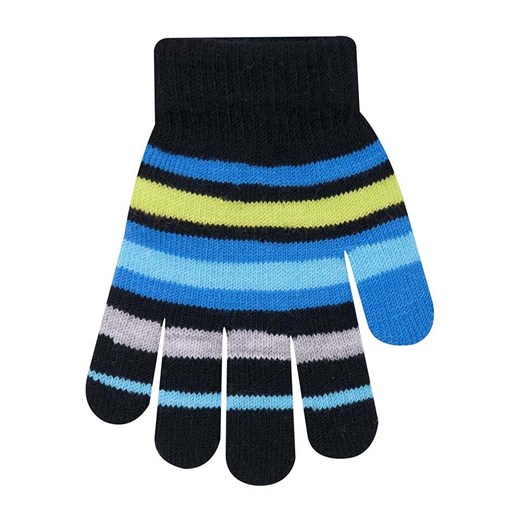 Rękawiczki czarne w niebieskie paski   12 cm YoClub