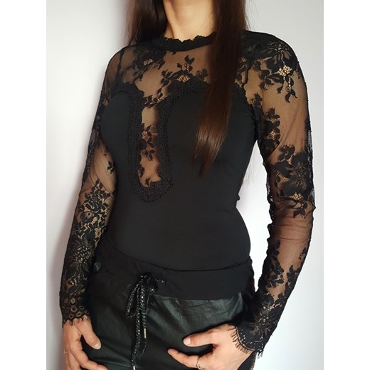 Bluzka damska Vogue z elastanu czarna z długim rękawem 