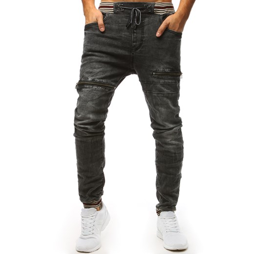 Spodnie joggery jeansowe męskie grafitowe (ux1502)  Dstreet 32 