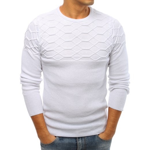 Sweter męski biały (wx1209) Dstreet  M 