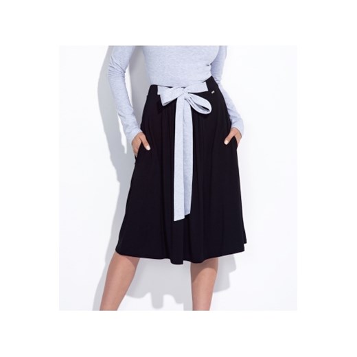 Dzianinowa spódnica ze swobodnie układającym się przodem oraz kieszeniami i wiązanym paskiem Bien Fashion  XL ptakmoda.com