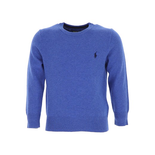 Niebieski sweter chłopięcy Ralph Lauren bez wzorów 