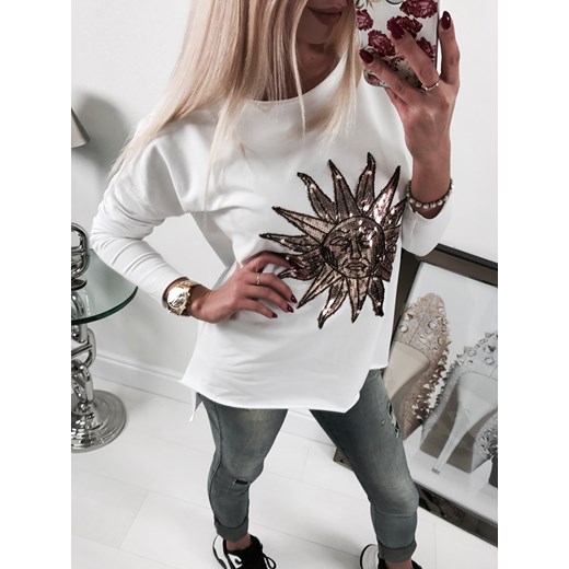 By O La La bluzka damska glamour biała jesienna 