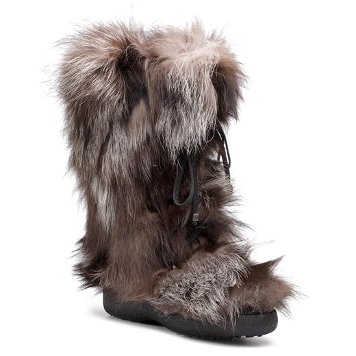Śniegowce damskie New Italia Shoes gładkie z tworzywa sztucznego na zimę płaskie sznurowane 