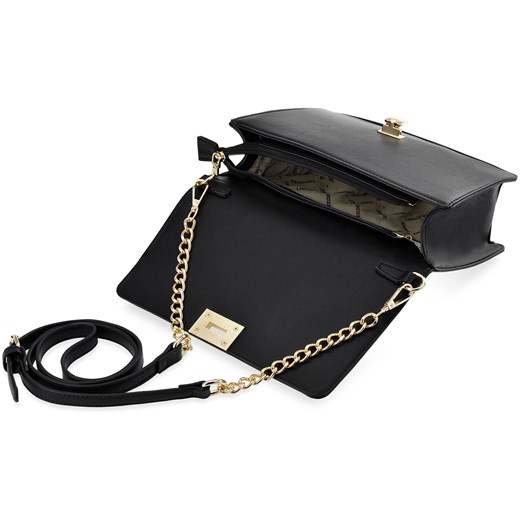 Klasyczna damska torebka kuferek monnari listonoszka z ozdobnymi tłoczeniami i łańcuszkiem - czarny