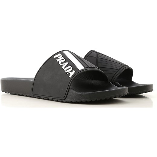 Prada Sandały dla Mężczyzn Na Wyprzedaży, Czarny, Guma, 2019, 40 41 42 43 44 45