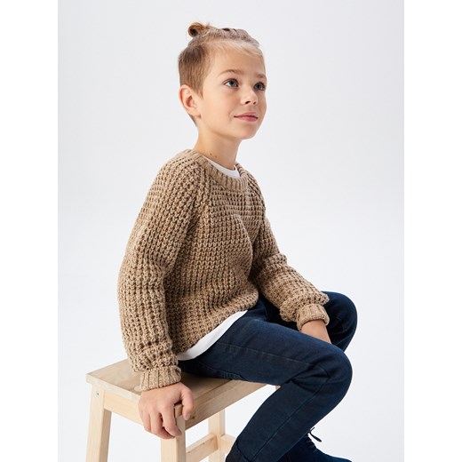 Sweter chłopięcy Reserved brązowy z bawełny 