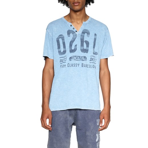 T-shirt męski Desigual niebieski w stylu młodzieżowym z krótkim rękawem 