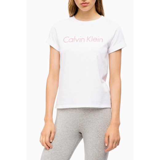 Bluzka damska biała Calvin Klein z krótkimi rękawami 