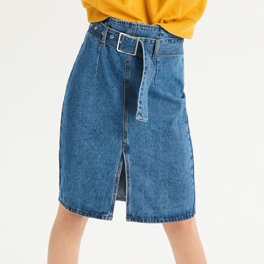 Spódnica Sinsay bez wzorów z jeansu w miejskim stylu 