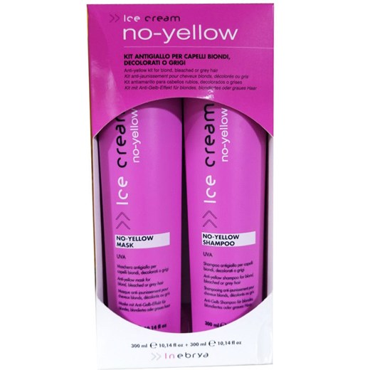 Inebrya No-Yellow | Zestaw niwelujący żółty odcień włosów blond: szampon 300ml + maska 300ml