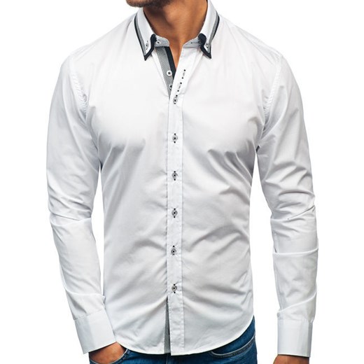 Koszula męska elegancka z długim rękawem biała Bolf 3704-1 Denley  L 