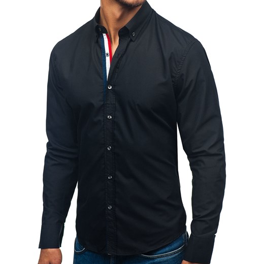Koszula męska elegancka z długim rękawem czarna Bolf 3713 Denley  XL 