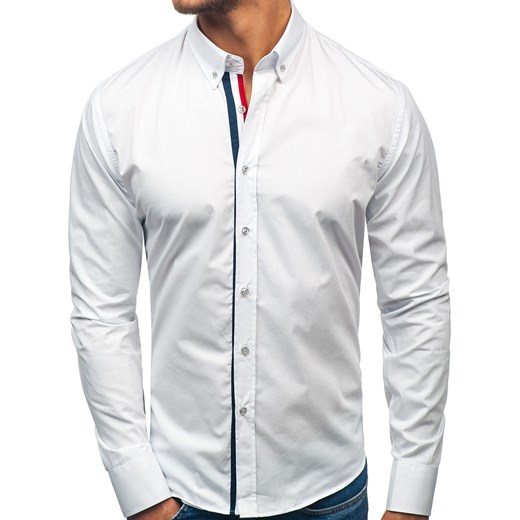 Koszula męska elegancka z długim rękawem biała Bolf 3713  Denley XL 