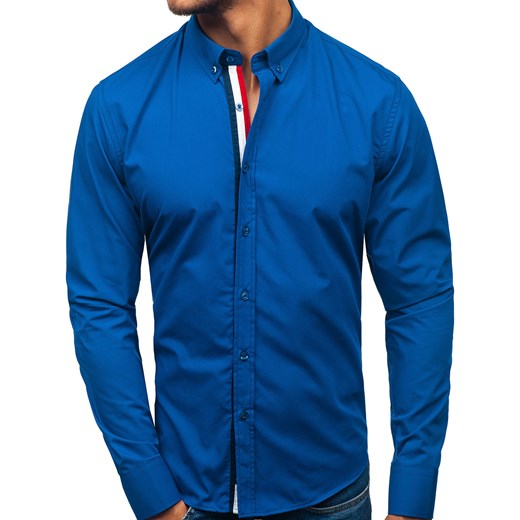 Koszula męska elegancka z długim rękawem kobaltowa Bolf 3713 Denley  XL 