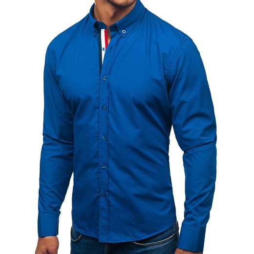 Koszula męska elegancka z długim rękawem kobaltowa Bolf 3713 Denley  XL 