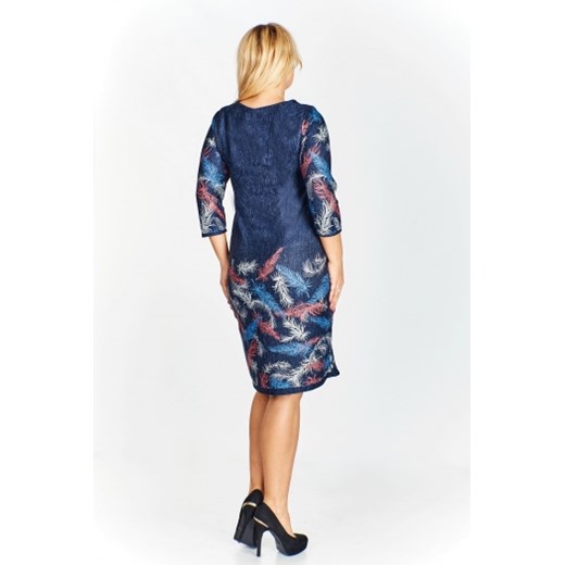Sukienka Jarex Collection midi w abstrakcyjne wzory 