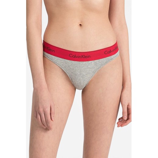Calvin Klein szare stringi Thong z szeroką gumą Calvin Klein M Differenta.pl