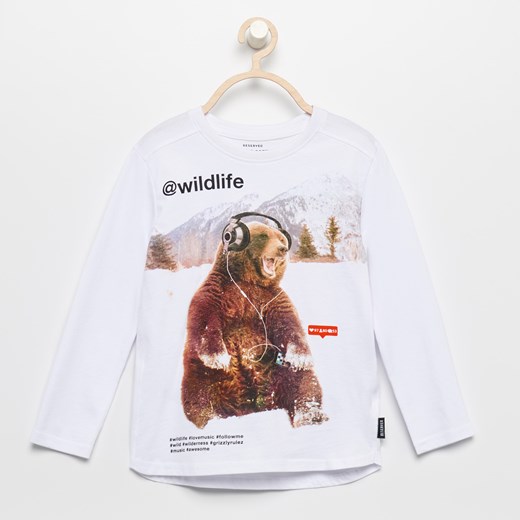 Reserved - Koszulka z niedźwiedziem - Biały Reserved szary 110 