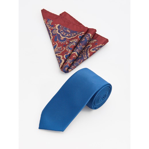 Reserved - Krawat i poszetka - Granatowy Reserved niebieski One Size 