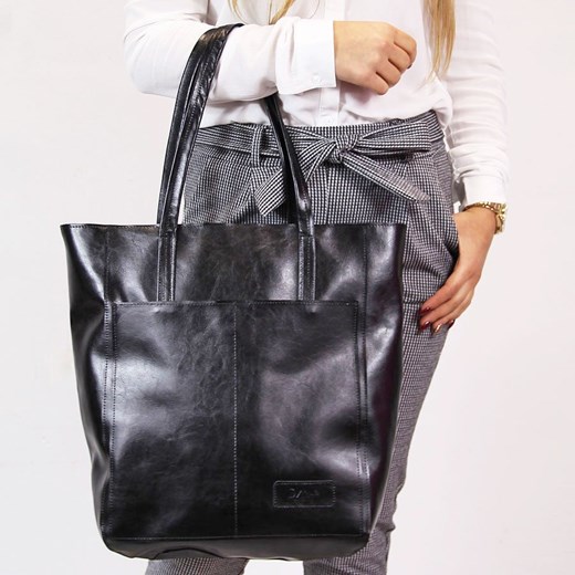 Dan-A shopper bag lakierowana czarna bez dodatków duża 