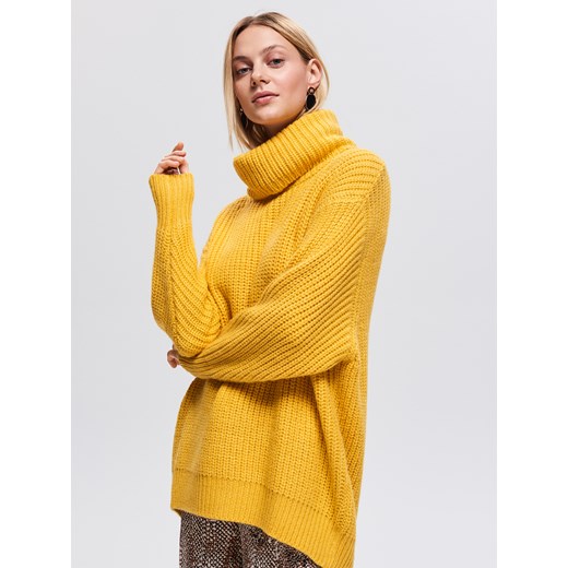Reserved - Sweter z golfem - Żółty Reserved  S 