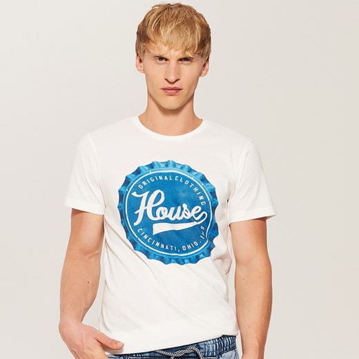 House - T-shirt z nadrukiem House - Kremowy