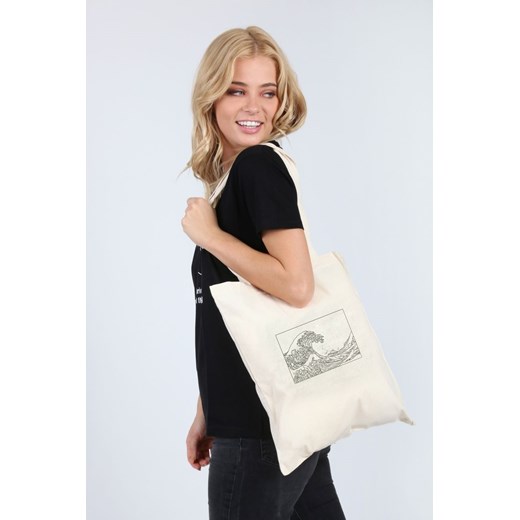 Shopper bag mieszcząca a7 bez dodatków na ramię ze skóry ekologicznej z nadrukiem 