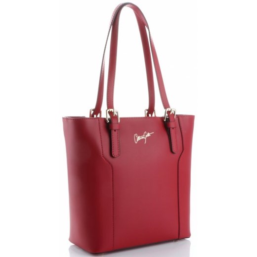 Shopper bag czerwona Vittoria Gotti bez dodatków elegancka 