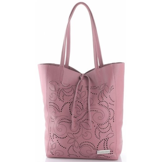 Shopper bag Vittoria Gotti bez dodatków z tłoczeniem skórzana duża wakacyjna 