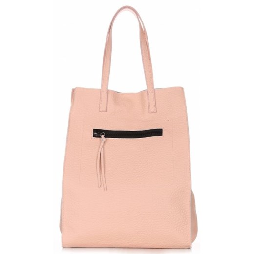 Shopper bag różowa Vittoria Gotti skórzana bez dodatków na ramię elegancka duża 