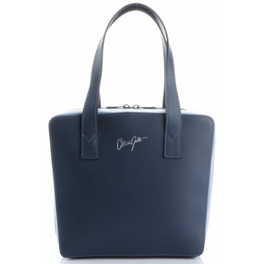 Shopper bag Vittoria Gotti niebieska ze skóry bez dodatków elegancka 