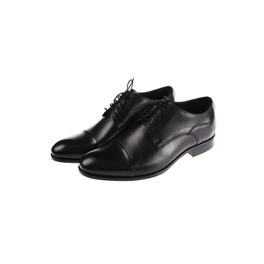 Buty eleganckie męskie Lancerto jesienne czarne z tworzywa sztucznego sznurowane 