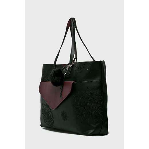 Shopper bag Desigual w stylu młodzieżowym na ramię czarna 