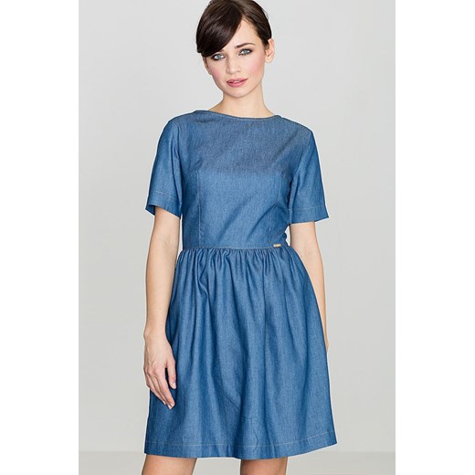Sukienka z krótkimi rękawami niebieska casualowa bez wzorów 