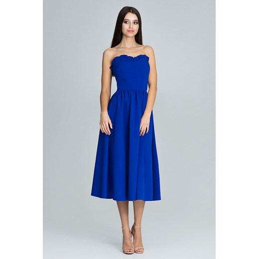 Sukienka maxi niebieska elegancka gładka 