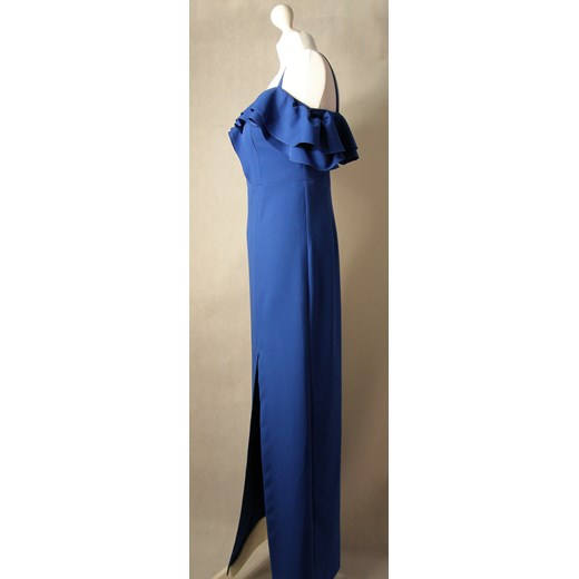 Niebieska sukienka Nifiko na ramiączkach maxi dzienna z dekoltem w serek 