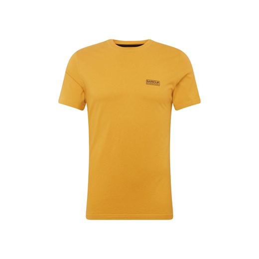 Żółty t-shirt męski Barbour z krótkim rękawem z bawełny 