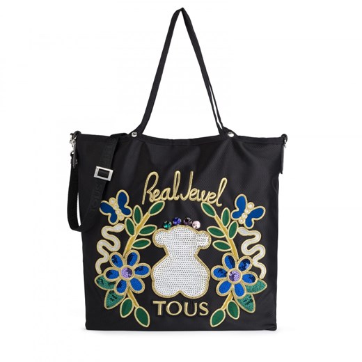 Shopper bag Tous nylonowa z nadrukiem w stylu młodzieżowym na ramię