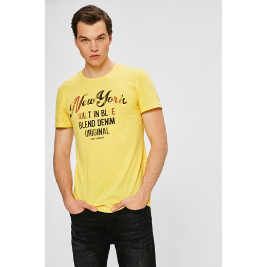 T-shirt męski Blend bawełniany żółty z krótkim rękawem 