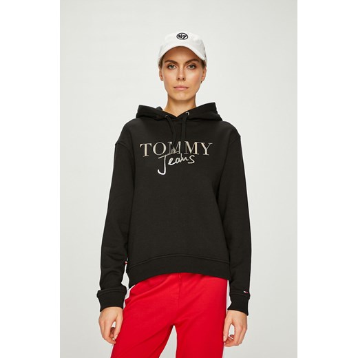 Bluza damska Tommy Jeans na jesień czarna z napisami 
