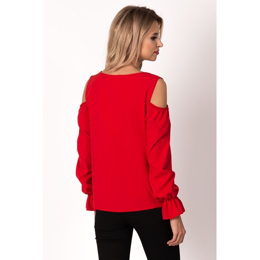 Czerwona bluzka damska Avaro elegancka z długim rękawem z elastanu 