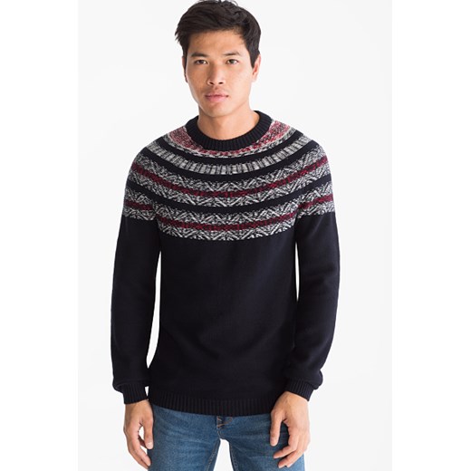 Granatowy sweter męski Angelo Litrico bawełniany 