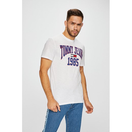 T-shirt męski biały Tommy Jeans z krótkim rękawem 