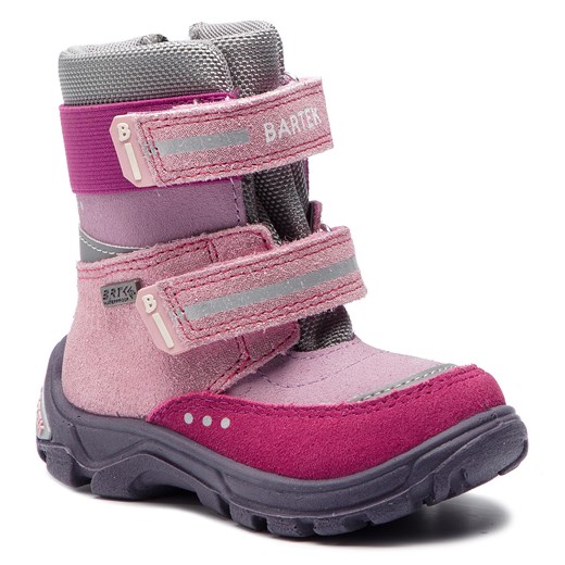 Różowe buty zimowe dziecięce Bartek z zamszu na rzepy śniegowce 