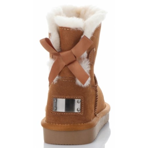 Śniegowce damskie Lady Glory jesienne casualowe brązowe skórzane płaskie gładkie 