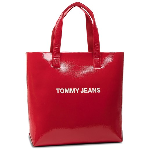 Shopper bag Tommy Jeans mieszcząca a8 casual bez dodatków z nadrukiem 