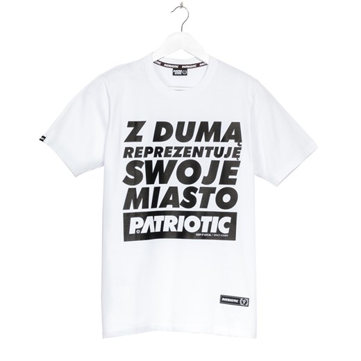 T-shirt męski Patriotic bawełniany biały z napisem 