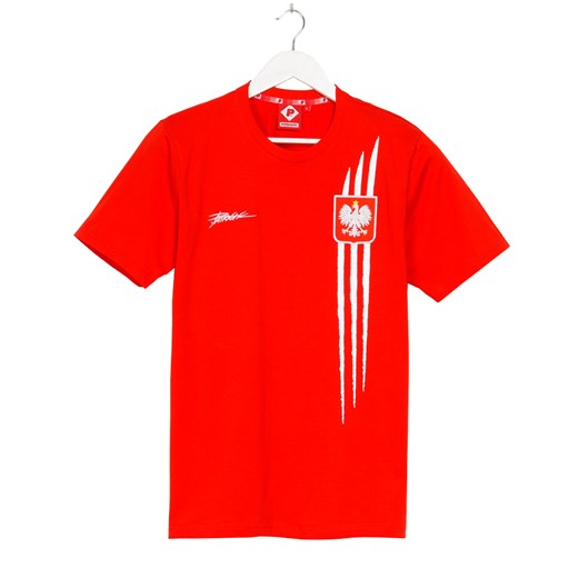 T-shirt męski czerwony Patriotic z krótkim rękawem żakardowy 