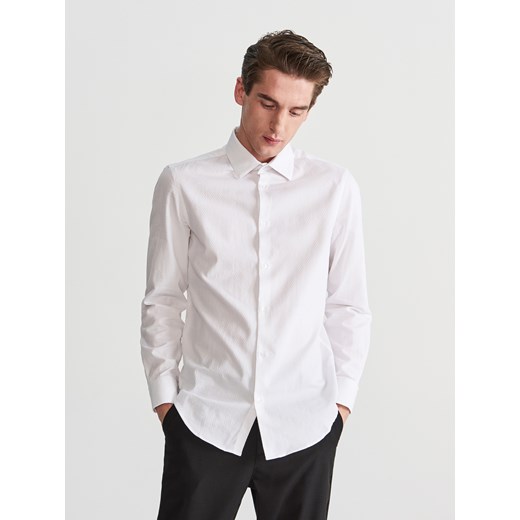 Koszula męska Reserved biała z długim rękawem elegancka 